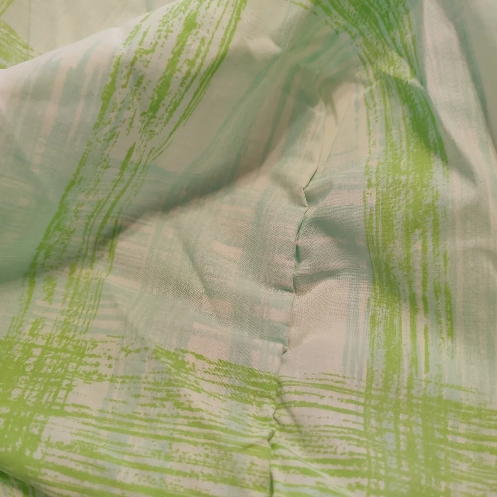 Vintage Queen Fitted Sheet / Blue/Green Pastel / Watercolor
